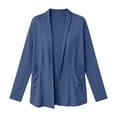 thumbnail image 4 of Rrxhxhs Lightweight Cardigans for Women Solid Color Open Front Long Sleeve Soft Jersey Knit Sweater Cover Up with Pockets,Blue,XL, 4 of 9