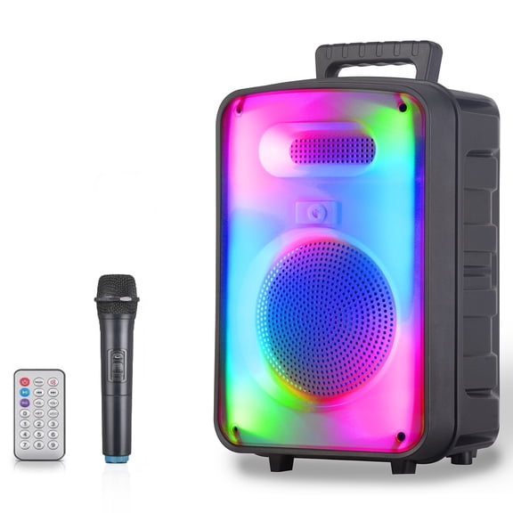 Technical Pro 600W Bluetooth Speaker 8 Inch Rechargeable LED Wireless Mic Remote