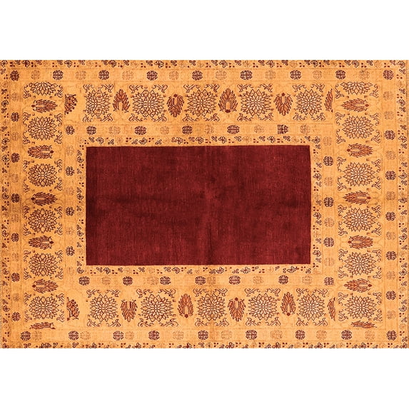 Ahgly Company Indoor Rectangle Oriental Orange Traditional Area Rugs, 2' x 4'
