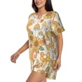 thumbnail image 2 of Bixox Women's Groovy Hippie Flower Mushrooms Printed Pajama Set 2 Piece Lounge Set Top and Shorts Soft Pajamas, Shorts with Pockets, 2 of 7