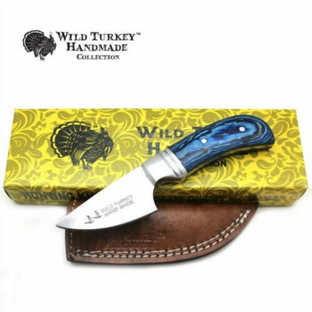 Wild Turkey Handmade Collection 6.25 Fixed Blade Hunting Knife w/Leather Sheath