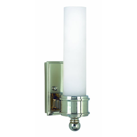 House Of Troy WL601-PC Applique Murale en Verre Cylindrique 10-1/4 Pouces, Chrome Poli avec Abat-Jour en Verre Blanc