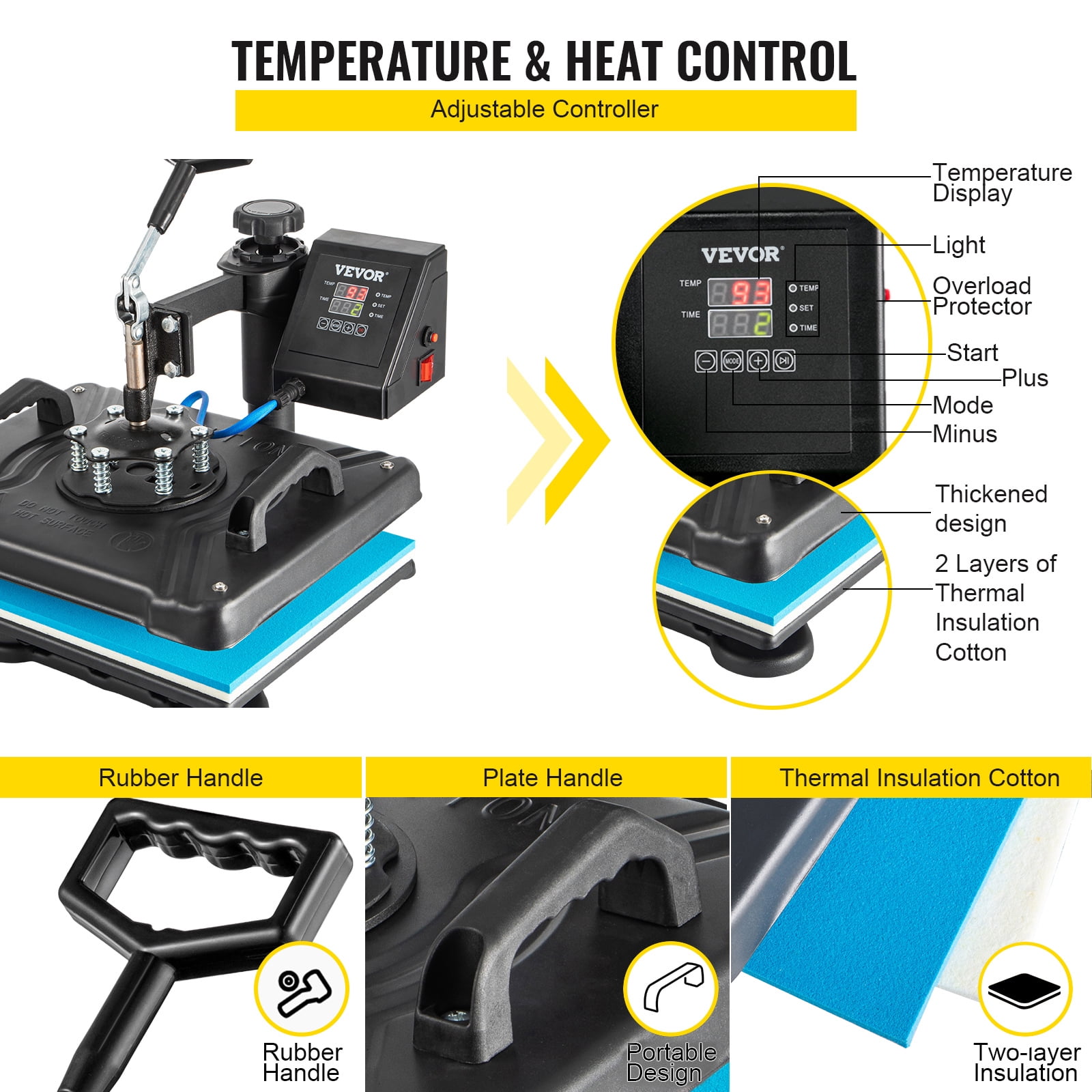 DREAMVAN Pro 8 in 1 Heat Press Machine Combo T Shirt Pressing Machine  15x12Multifunctional 360°Rotation Swing Printing Sublimation Heat Press  Transfer