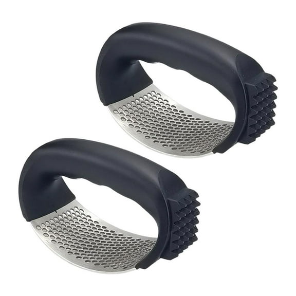 Garlic Press Rocker,Stainless Steel Garlic Mincer and Portable Manual Garlic Crusher,EasySqueeze Garlic Tool with Peeler and Cleaning Brush for Smashing Garlic Ergonomic Home Kitchen Utensils H4Q1