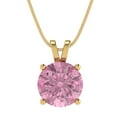 thumbnail image 3 of 3 ct Brilliant Round Cut Solitaire VVS1 Genuine Pink Zircon Solid 14k Yellow Solid Gold Everyday Affordable Designer Necklace Pendant with 18" Solid Gold Chain by Clara Pucci, 3 of 6