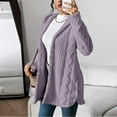 thumbnail image 2 of Hrsba Jackets for Women Trendy, Coats for Women Fall Winter Solid Color Hooded Button Cardigan Long Sleeve Fleece Outerwear, 2 of 5