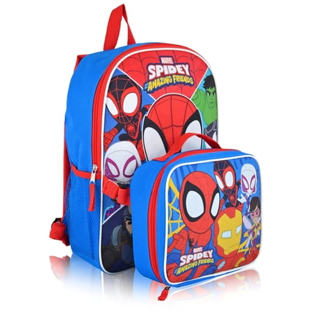 Marvel Spidey and His Amazing Friends Backpack With Lunch Box for Kids | Insulated Lunch Bag for Boys, Girls, Toddlers