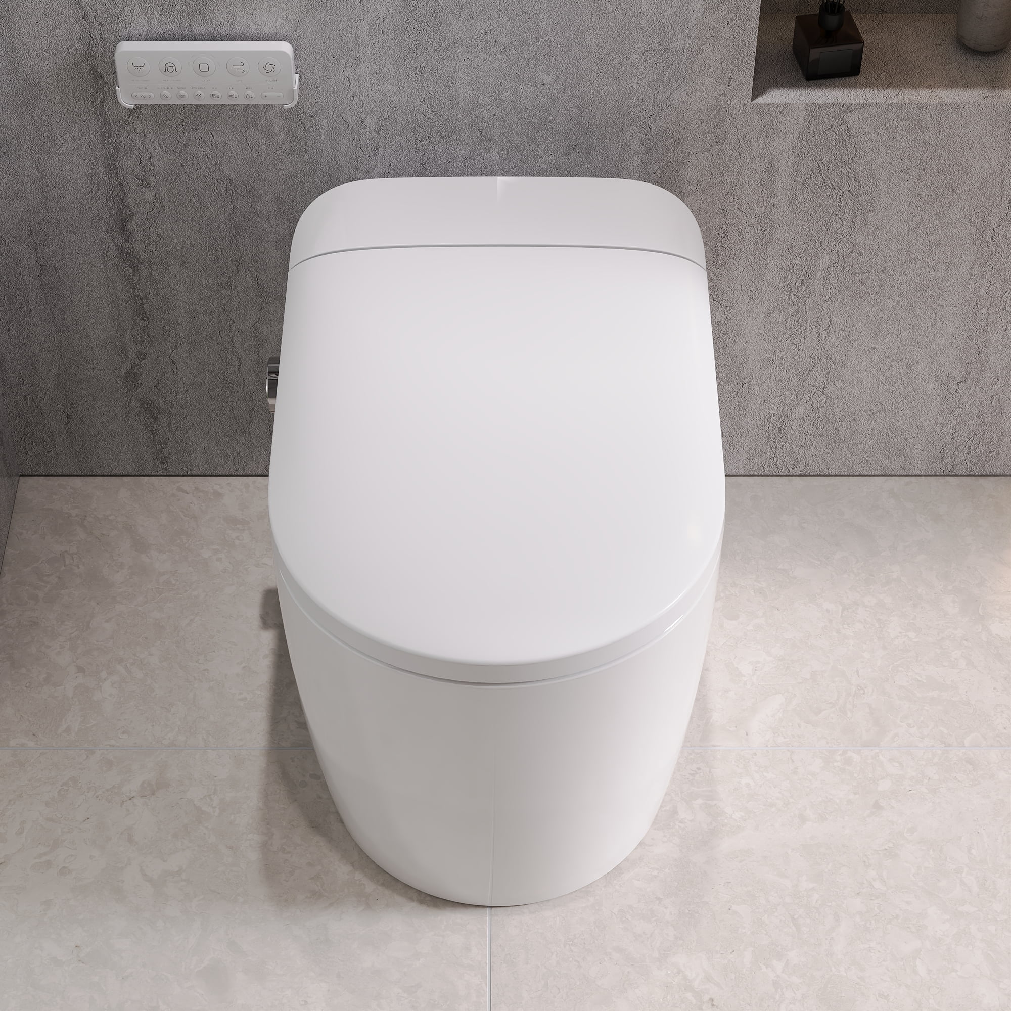 Compact Elongated Smart Toilet Bidet 1.28 GPF in White with Auto Flush, Heated Seat, Warm Air Dryer for Small Bathroom