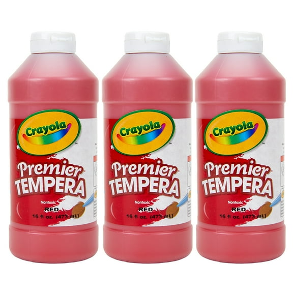 Crayola Premier Tempera Paint, 16 oz, Red, Pack of 3