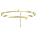 thumbnail image 1 of Pulseras para mujer, regalos para mujer 2022, nuevas pulseras de playa con inicial de corazón para mujer, delicada tobillera en capas bañada en oro de 14 quilates, pulseras de corazón con inicial de l, 1 of 3