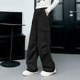 thumbnail image 4 of Girls Sweatpants Casual Loose Wide Leg Cargo Pants Elastic Waist Joggers with Pockets Clothes for Teen Girls Size 5-16, 4 of 5