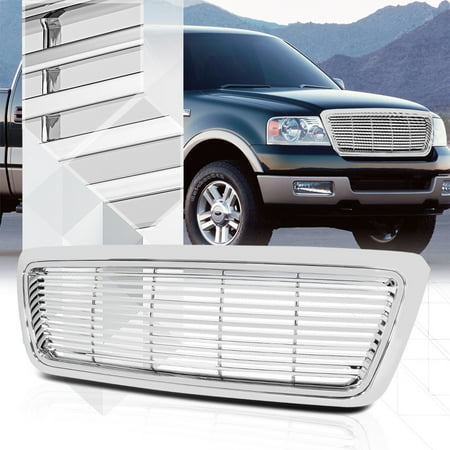 - Glossy Chrome ABS Horizontal Bar Billet Bumper Grille/Grill for 04-08 Ford F-150 05 06 07