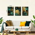 thumbnail image 3 of Abstract Canvas Wall Art Gold Tree Wall Decor Teal Forest Scenery Pictures Oil Painting Style Nature Landscape Posters Modern Gold Tree Paintings for Living Room Bedroom (only canvas), 3 of 6