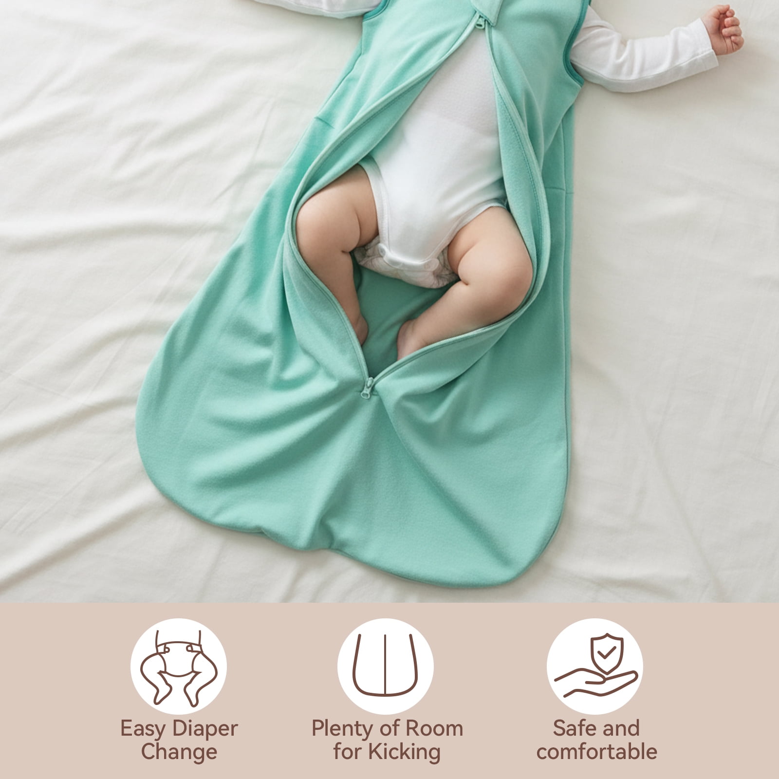Baby Sleep Sack 12-18 Months 100% Cotton Baby Wearable Blanket 2-Way Zipper Breathable Lightweight Unisex Sleeping Bag 0.5 Tog Toddler Sleep Sack (3 Pack)