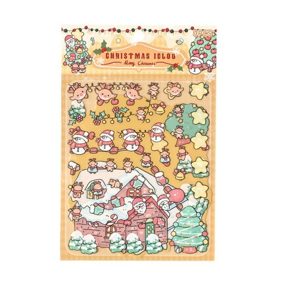 3D Scene Sticker Christmas Eve Sticker Crafting Supplies for Journal Decoration