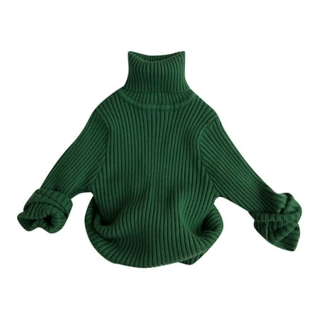 

Generic Children Girls Long Sleeve Sweater Boys Girls Solid Colour Collar Stripe Long Sleeve Sweater Autumn/Winter Warm Wear Toddler Little/big Kids(Green 5-6 Years)