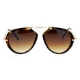 thumbnail image 2 of SA106 Retro Flat Top Bridge Racer Plastic Aviator Sunglasses Solid Tortoise, 2 of 4