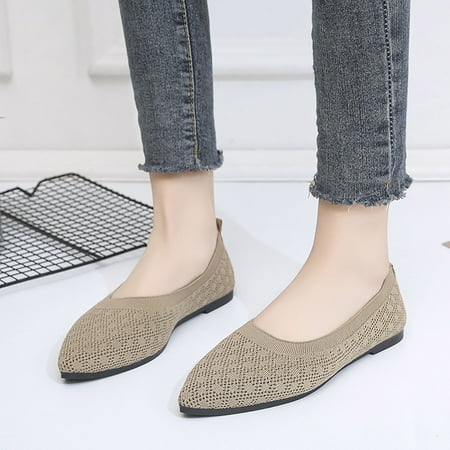 

Josdec Womens Shoes Clearance Spring/Summer Flat Bottom Shallow Mouth Shoes Pointed Mesh Single Shoe