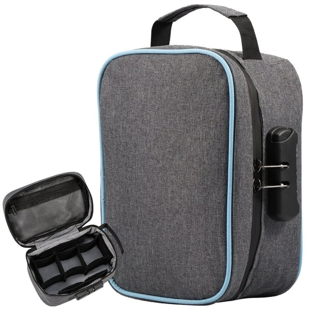 SUTENGDA Smell Proof Bag with Combination Lock Large Odor Proof Storage Case Container with Removable Compartments Smell Proof Stash Bag File Organizer for Home Travel