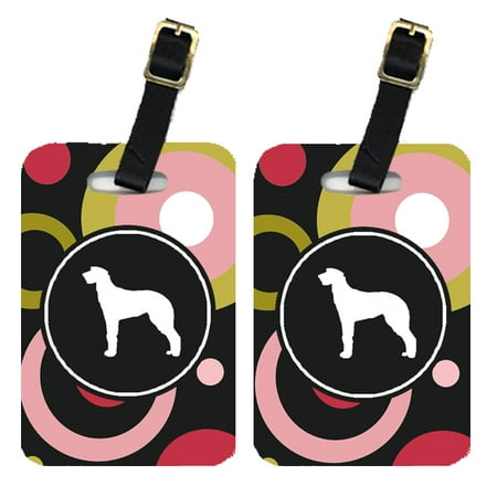 Pair of 2 Scottish Deerhound Luggage Tags