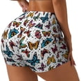 thumbnail image 2 of Wukai Cute Butterfly Print Pack Biker Shorts for Women Yoga Workout Gym Running Scrunch Active Shorts-X-Large, 2 of 8