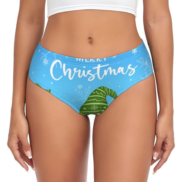 Fotbe Merry Christmas Gnome Calzones Estampados para Mujer – Ropa Interior de Algodón, Cómoda, Suave y Elástica-Small