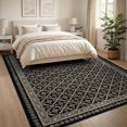 thumbnail image 3 of ODIKA 8'x10' Washable Area Rug Non-Shedding, Easy Care, Foyer Boho Interlocking Motif Symmetrical Entryway Beige Bamboo for King Size Bedroom Under Bed, Master Suite, 3 of 7