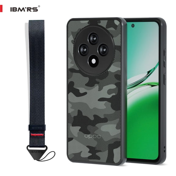 (Comes with wrist strap)IBMRS for Oppo Reno12 F 4G/5G Phone Case,(Military Drop Protection)Shockproof Slim Translucent Matte Cases, Black camo