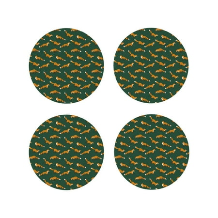 

Tideii Cartoon Fox 1 for Leather Coasters 4 Pieces Anti-fouling and Anti-scalding Decorative Coasters Suitable for Restaurants Kitchens Coffee Shops-Round Shape