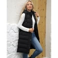 thumbnail image 3 of Defitshape Women's Long Puffer Vest Quilted Jacket Puffy Casual Coats Bubble Outerwear Cold Weather Hood Drawstring Sleeveless Knee Length Side Slit Top Black Medium, 3 of 5