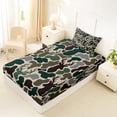 thumbnail image 4 of Castle Fairy Camouflage Deer Twin Sheets 3pcs,Abstract Camo Animal Bedding,Olive Khaki Black,1 Fitted Sheet, 1 Flat Sheet and 1 Pillowcase, 4 of 6