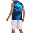 thumbnail image 2 of Pofeuu Blue Fire Wolf Print Basketball Jersey, Shirts for Men Youth Basketball Jersey Crew Neck-XX-Large, 2 of 6