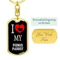 thumbnail image 3 of Pionus Parrot Bird Lover Keyring Keychain Stainless Steel or 18k Gold, 3 of 8