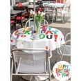 thumbnail image 5 of Round Outdoor Tablecloth With Umbrella Hole And Zipper– Happy Birthday Waterproof Patio Table Cover for Party, Picnic, Backyard, 50" Dia. , Color Ribbon Cheers Celebration, 5 of 8