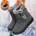 thumbnail image 2 of Gray Women Mid Calf Snow Boots Fleece Lined Comfortable Winter Shoes Non Slip Walking, 2 of 9