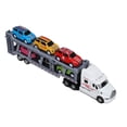 thumbnail image 2 of 1:48 Scale Detachable Carrier Truck Toy Model with 6 Small Alloy Cars Heavy Duty Friction Powered Transport Semi Trailer Vehicle Play Set for Kids Boys Girls, White (13.7x4.7x2.7 Inches / 35x12x7 cm), 2 of 9