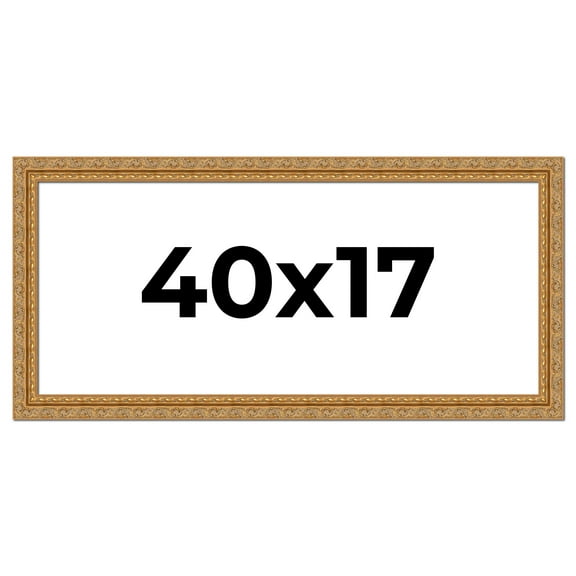 40x17 Frame Gold Ornate Solid Wood Picture Frame | 2 Inch Moulding Width | Firman Traditional Photo