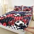 thumbnail image 3 of Feelyou Cartoon Football Boys Bed Sheets, Art Graffiti Abstract King Sheets, Soccer Sport Lover Sheet Set, Breathable Home Decor, 4pcs, 3 of 7