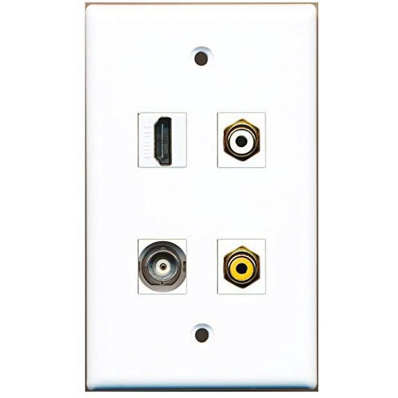 RiteAV - 1 Port HDMI 1 Port RCA White 1 Port RCA Yellow 1 Port BNC Wall Plate