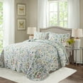 thumbnail image 2 of EWAYBY 3-Pieces Green Floral Quilt Sets, King, 2 of 7