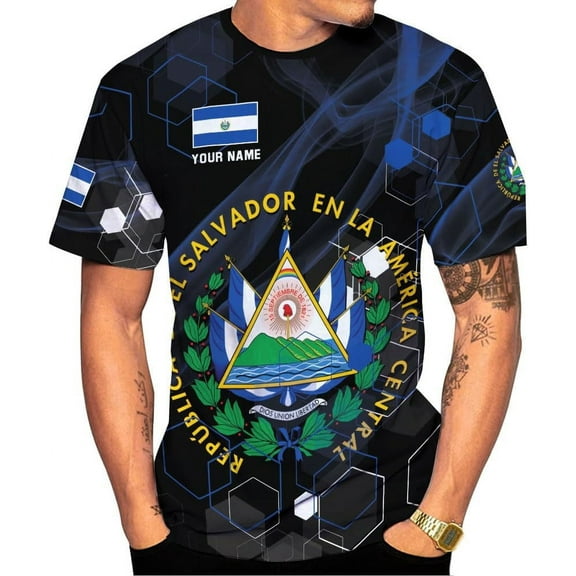 Personalized Name El Salvador Shirt 3D, El Salvador Flag Shirt for Men Women, Unisex T-Shirts S-5XL (S)