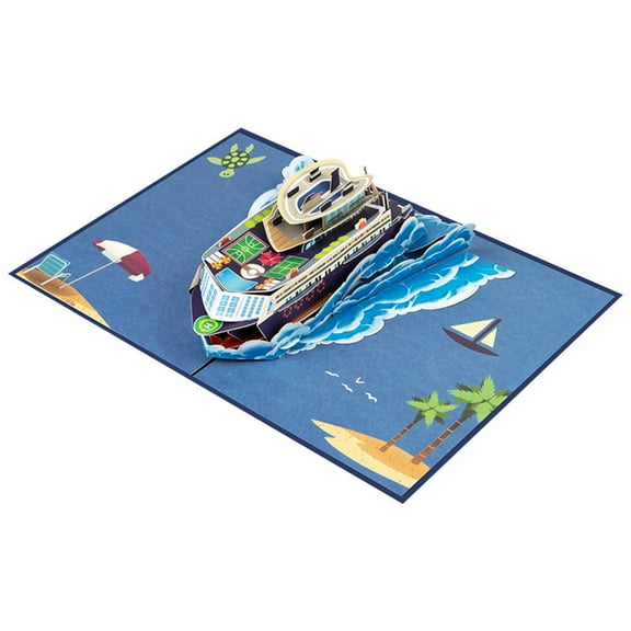ZPAQI Deep Sea Cruise Ship PopUp Card with Envelope Holiday Greeting Card Blank Note