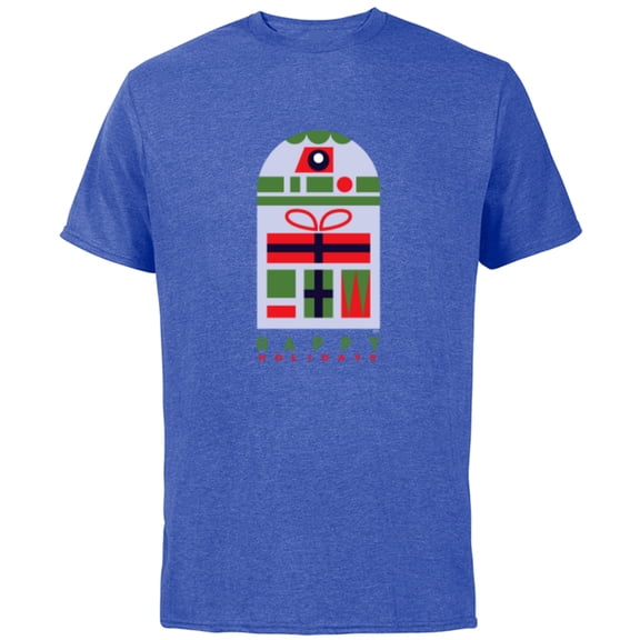 Star Wars R2-D2 Nordic Print Happy Holidays Christmas - Short Sleeve Cotton T-Shirt for Adults - Customized-Royal Heather