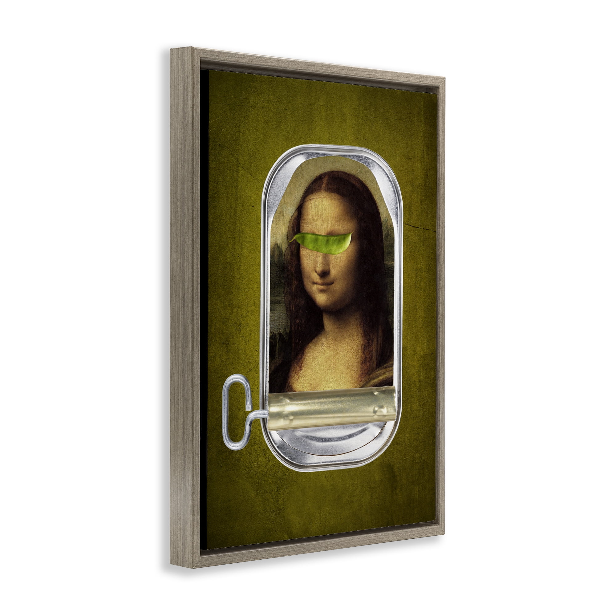 Canned Mona Lisa Brown Framed Floater Canvas Wall Art, design by Elo Marc