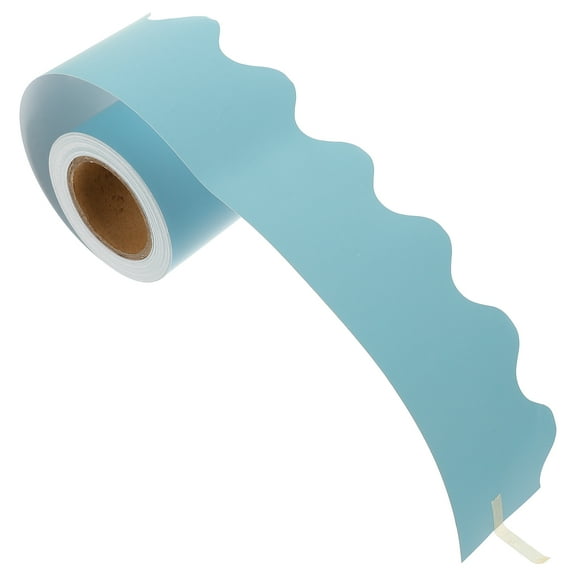 WHAMVOX Blue Coated Paper Bulletin Board Borders for Classroom Decor with Scalloped Edges 1 Roll