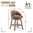 thumbnail image 2 of Villeston Swivel Bar Chair With Backrest Sets of 2, Leather Kitchen Stool With Wooden Legs And Footrest，Coffee, 2 of 7