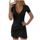 thumbnail image 1 of Falda de lentejuelas de manga corta irregular de cadera con cuello en V sexy de moda para mujer Wmkox8yi  FGJ1326, 1 of 8