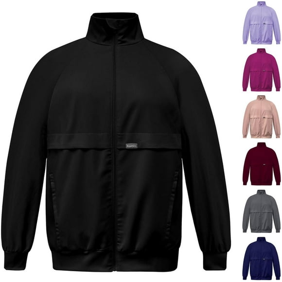 Scrubs Jackets for Women with Zipper Side Pockets, Long Sleeve and Lapel Track Coat, for Nursing Settings.