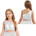 thumbnail image 6 of iiniim Girls Sparkly Sequin Sleeveless Off Shoulder Crop Top Dancewear for Party Club White 8, 6 of 7