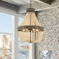 thumbnail image 2 of Vanity Art 6 Light Unique Tiered Chandelier with Beaded Accents | Modern Hanging Lighting, Ceiling Lights Fixtures for Dining Room Living Room Bed Room Kitchen SYB6266DW-LT, 2 of 9